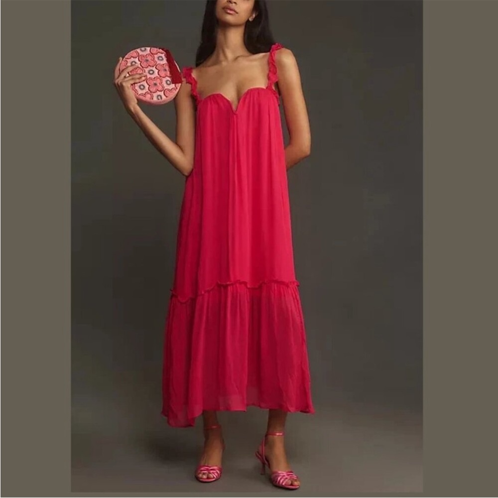 NWT Anthro Elegant Pink Sleeveless Maxi Dress